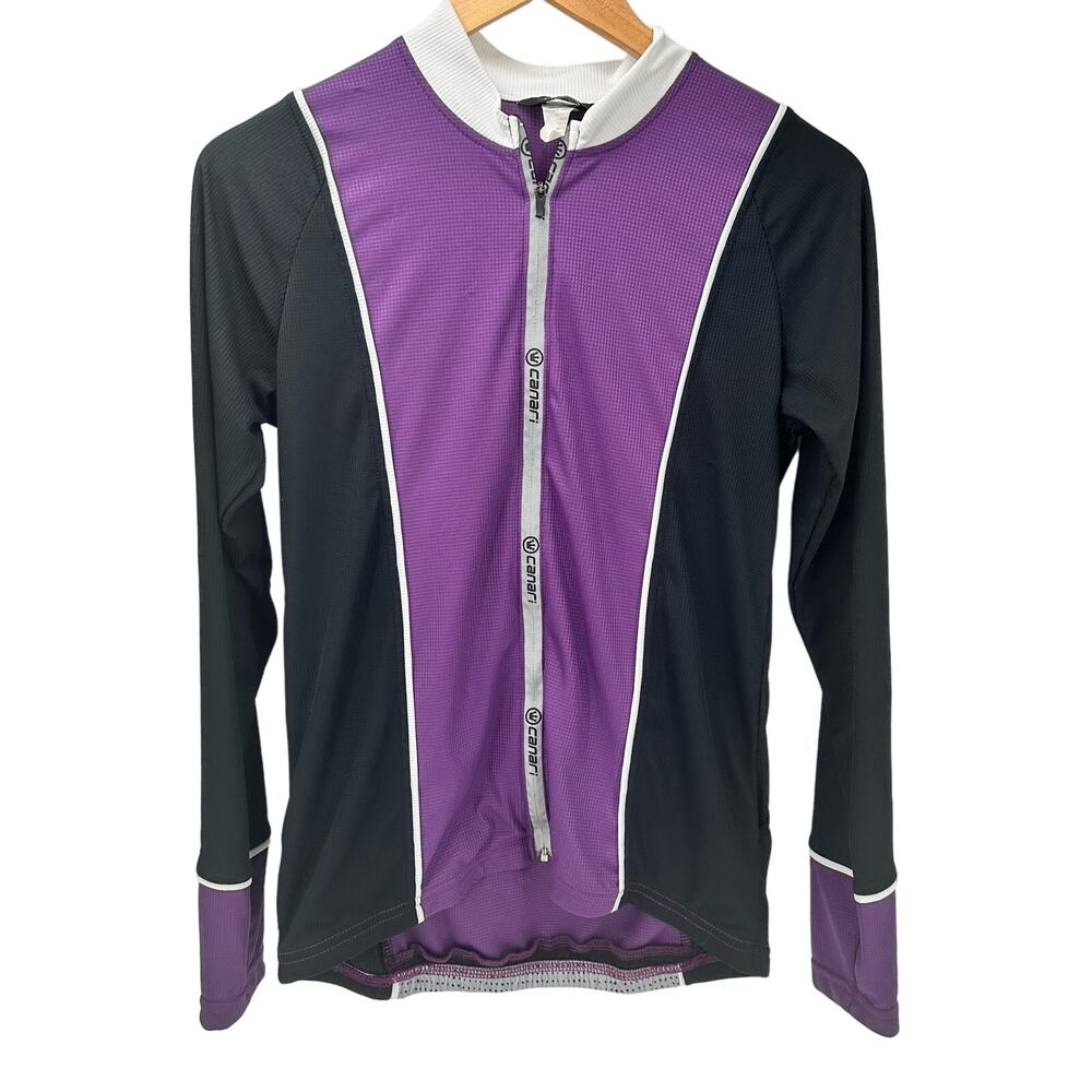 Canari Cycling Jersey Womens XL Purple Black Full‎ Zip Long Sleeve SNAGS